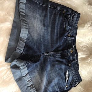 High rise midi denim shorts